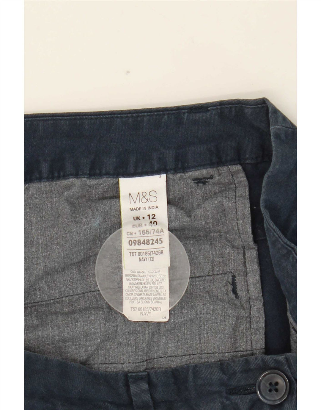 Pantaloncini chino da donna Marks & Spencer UK 12 medi W31 cotone blu navy
