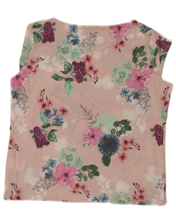Alessa W Womens Sleeveless Vest Top UK 16 Large Pink Floral Cotton