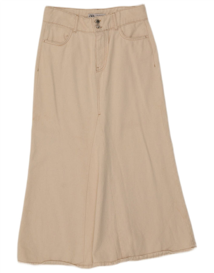 Gonna longuette Zara da donna media W29 in cotone beige