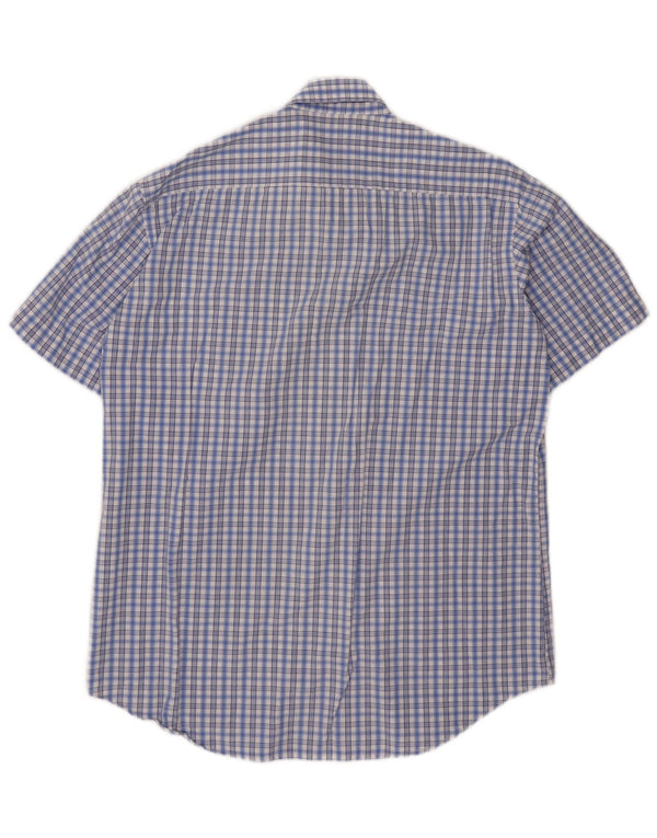 Carrera Camicia a maniche corte da uomo in cotone a quadri blu grandi