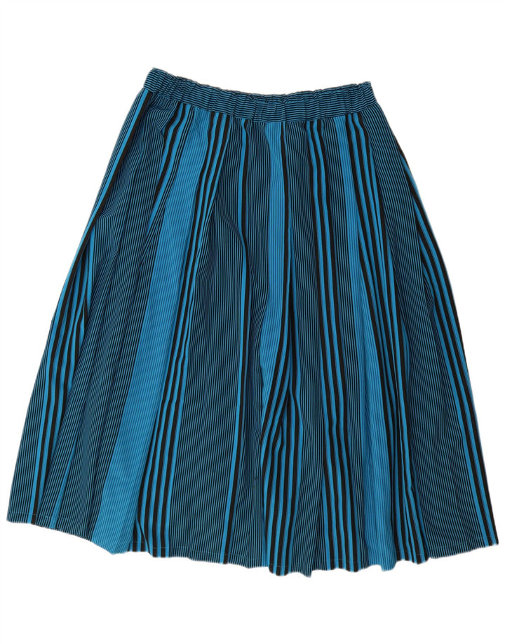 Gonna a pieghe da donna VINTAGE IT 44 media W32 poliestere a righe blu