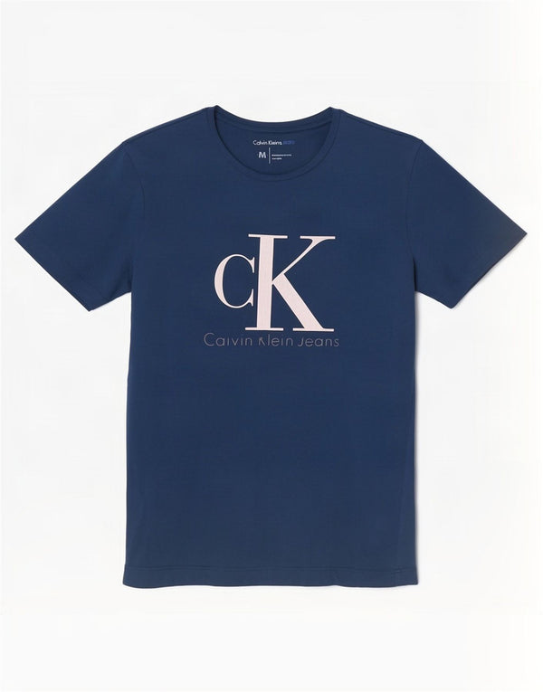Maglietta grafica da uomo Calvin Klein Jeans Top in cotone blu navy medio