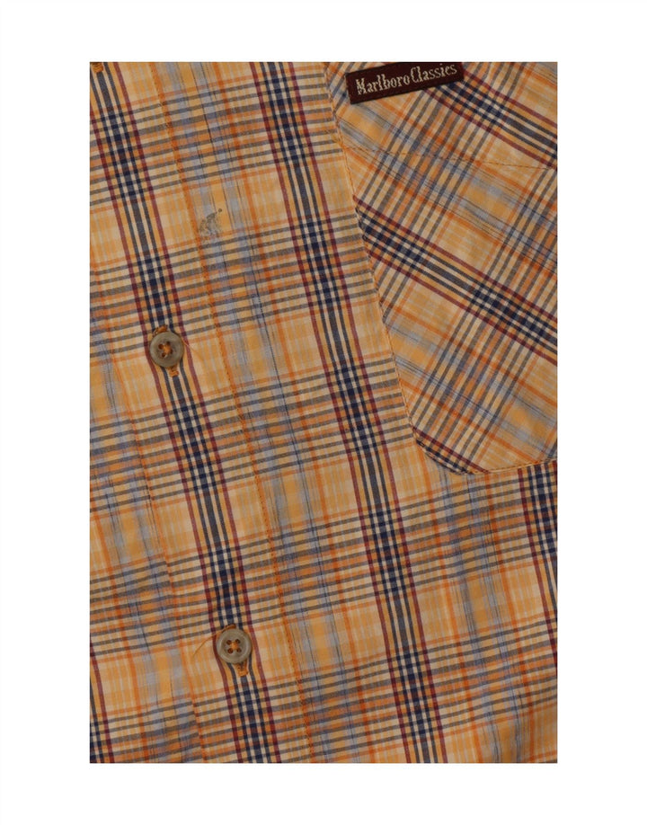 Camicia a maniche corte da uomo Marlboro Classics 2XL a quadri beige