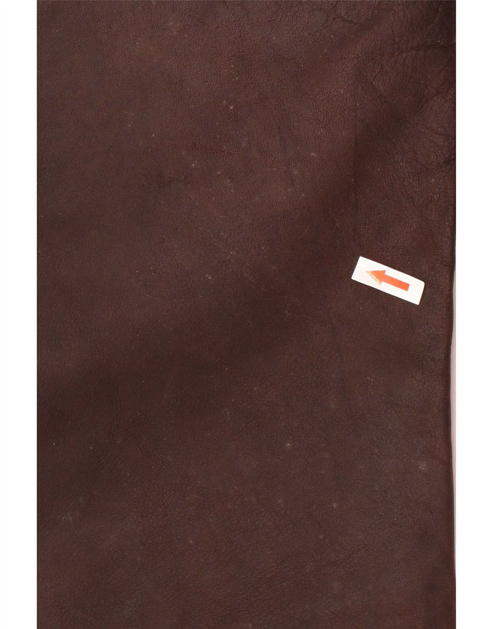 Pantaloni dritti in pelle da uomo American Eagle W36 L32 Marrone