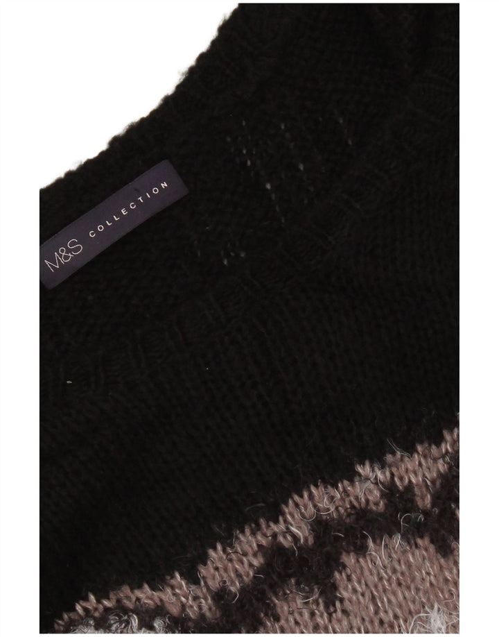 Maglione da donna con scollo a barca con grafica Marks & Spencer UK 14 medio nero