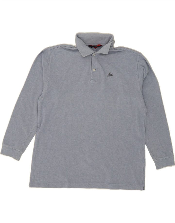 KAPPA Mens Long Sleeve Polo Shirt Large Blue Cotton Vintage Kappa and Second-Hand Kappa from Messina Hembry 