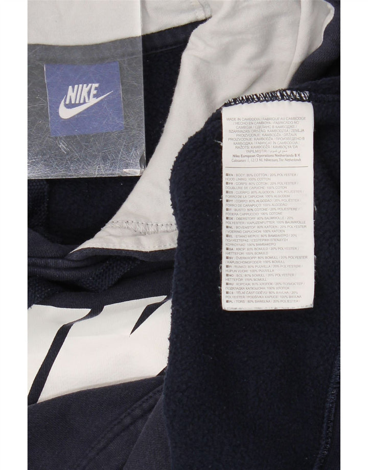 Felpa con cappuccio grafica Nike da uomo in cotone medio blu navy