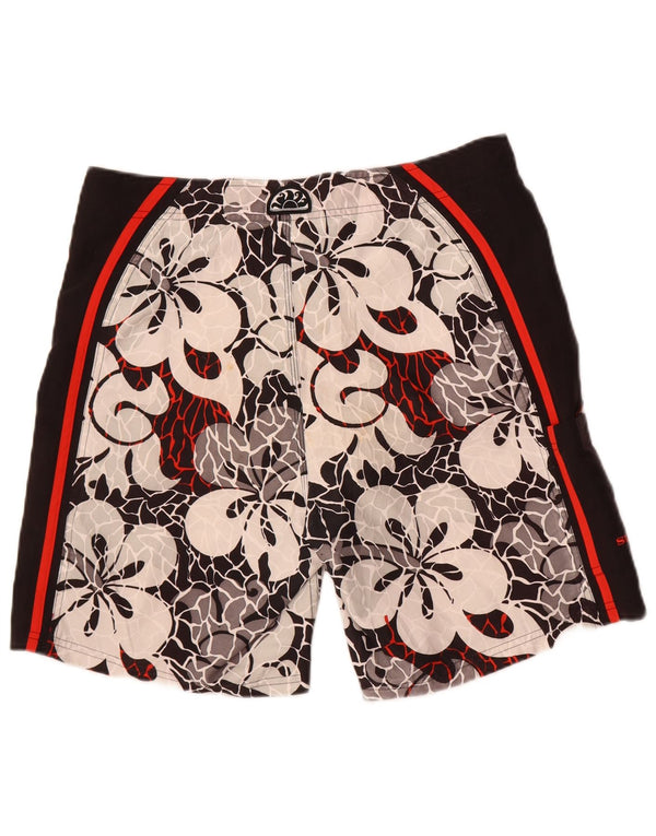 Sundek Mens Graphic Swimming Shorts Medium  Black Floral Polyester
