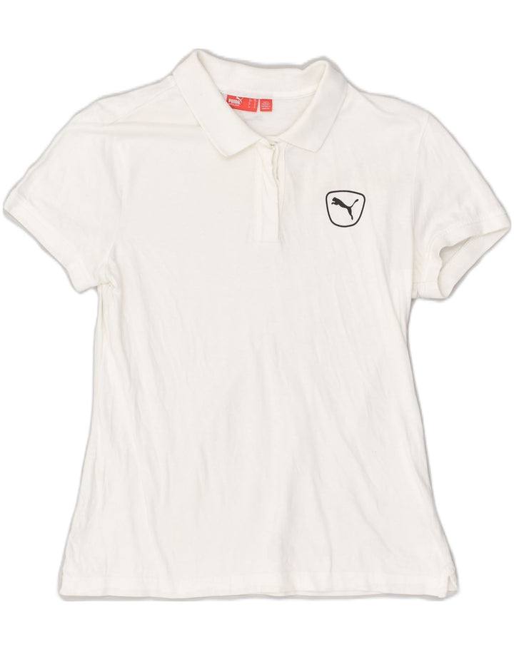 PUMA Womens Slim Polo Shirt UK 18 XL White Cotton | Vintage Puma | Thrift | Second-Hand Puma | Used Clothing | Messina Hembry 