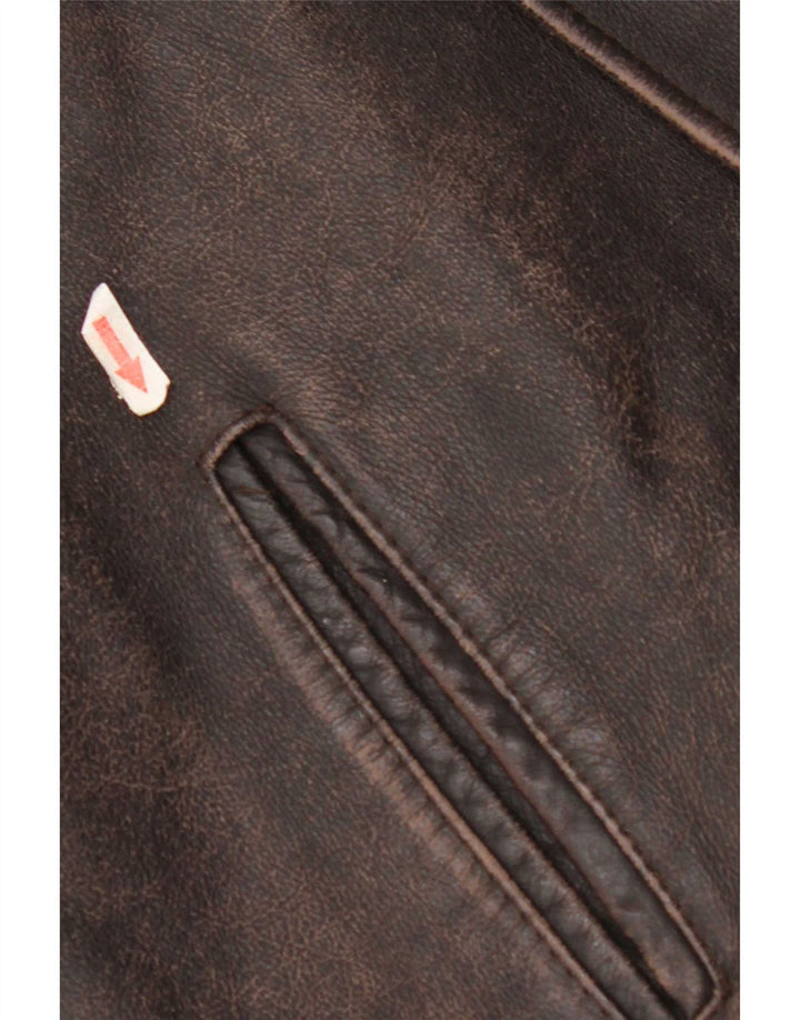 Giacca in pelle vintage da uomo UK 40 grande in pelle marrone