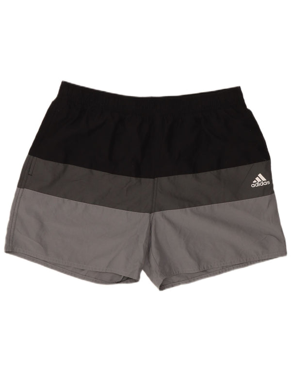 Pantaloncini sportivi da uomo Adidas Large in poliestere color block grigio