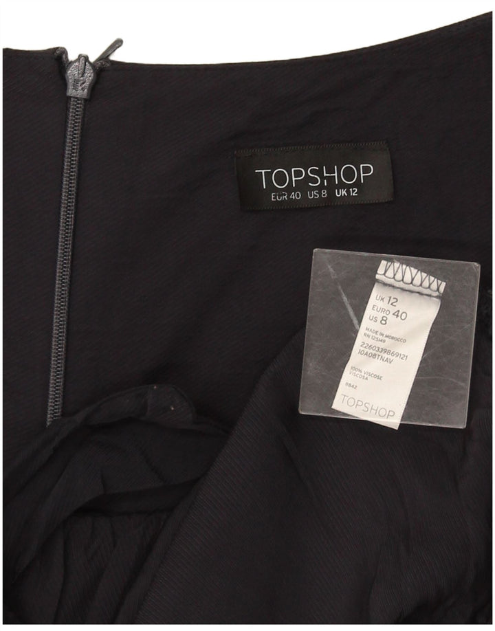 Topshop Abito da donna a trapezio UK 12 Viscosa medio blu navy