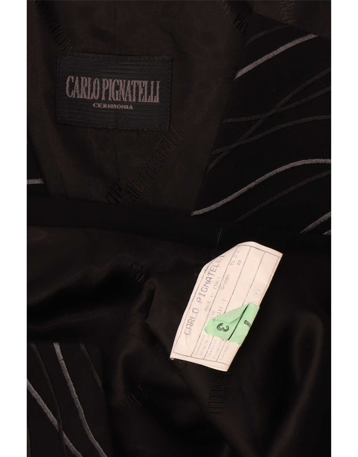 Gilet Uomo Carlo Pignatelli IT 48 Acetato Medio Rigato Nero