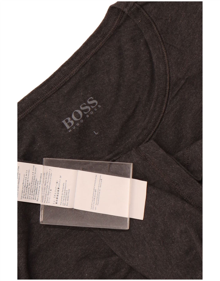 T-shirt da donna HUGO BOSS Top UK 16 grande in cotone grigio
