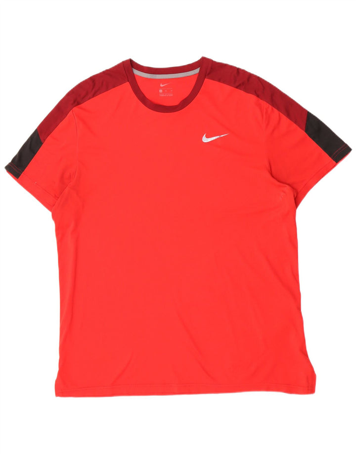 T-shirt da uomo Nike Top XL rossa in poliestere color block