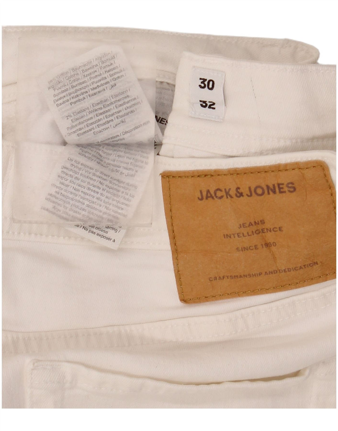 Jeans slim da uomo Jack & Jones W30 L26 cotone bianco