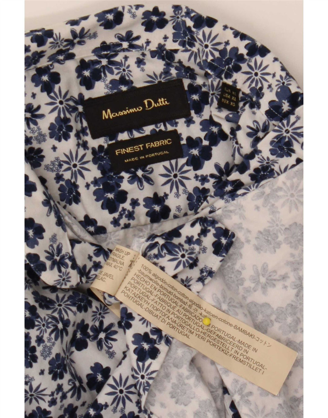 Camicia da uomo Massimo Dutti XL in cotone floreale blu