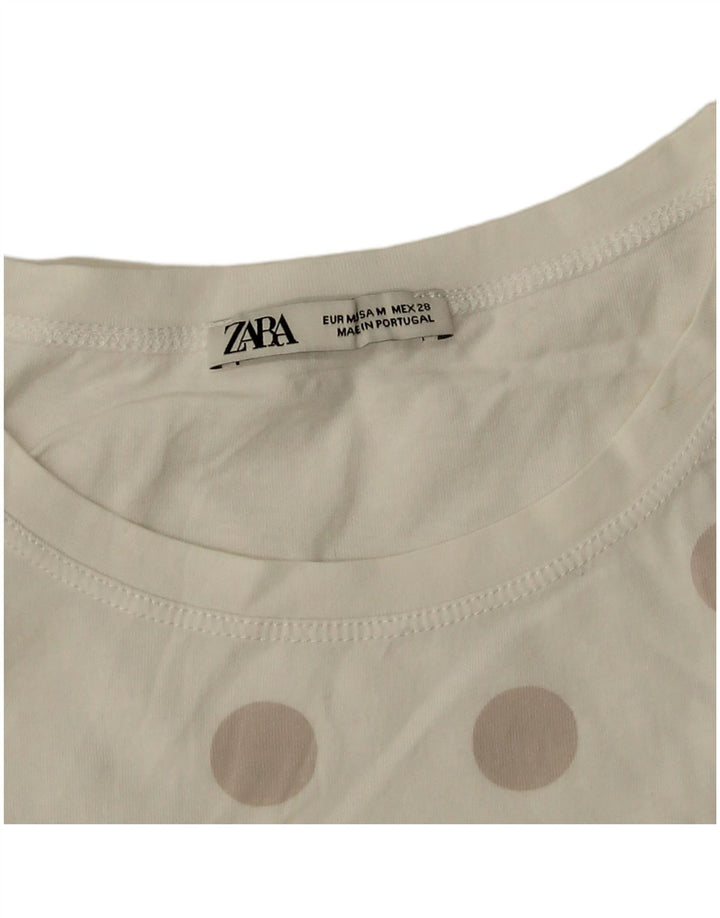 T-shirt Zara da donna Top UK 14 a pois bianchi medi