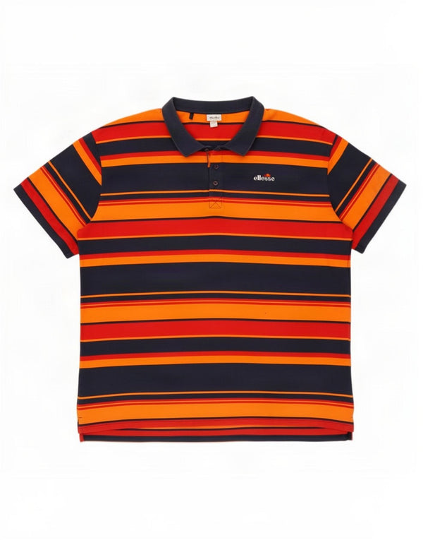 Polo da uomo Ellesse 3XL in cotone a righe multicolore