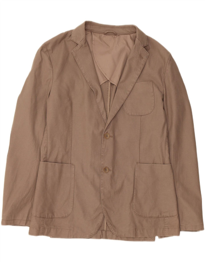 Giacca Blazer da Uomo a 2 Bottoni Benetton IT 52 XL Cotone Beige