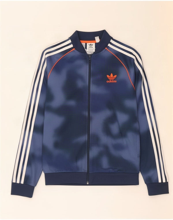 Adidas Boys Primegreen Tracksuit Top Jacket 11-12 Years Navy Blue Tie Dye