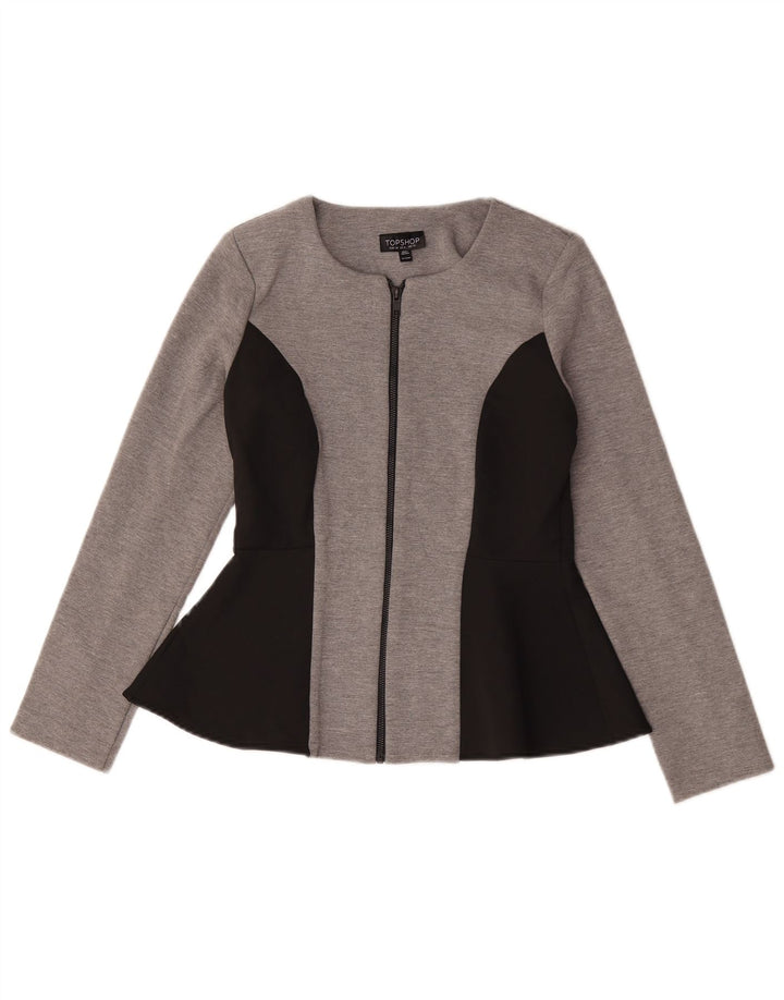 Giacca blazer da donna con zip intera Topshop UK 10 Small Grey Colourblock
