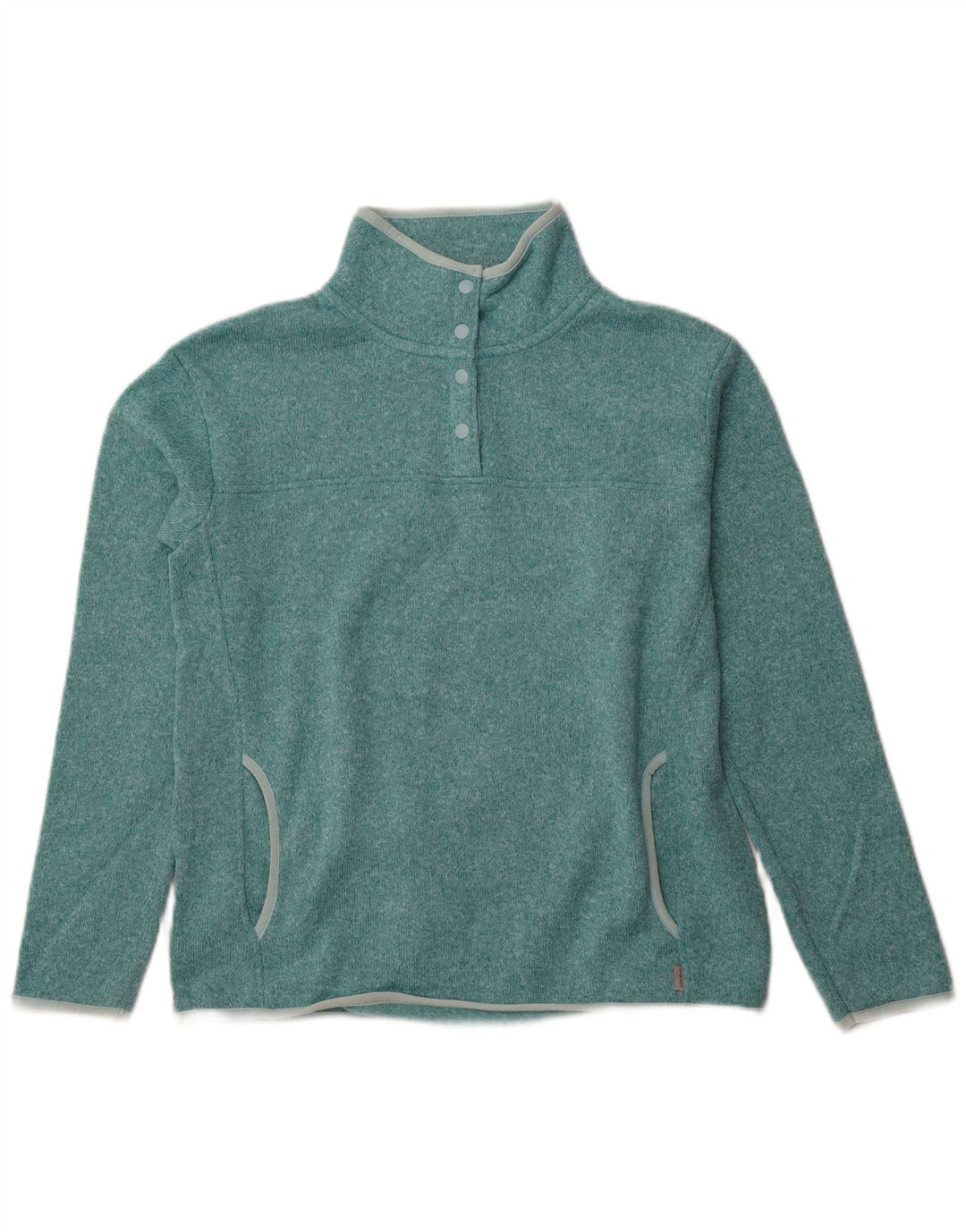 EDDIE BAUER Felpa da donna con collo abbottonato Maglione UK 14 Medio Turchese