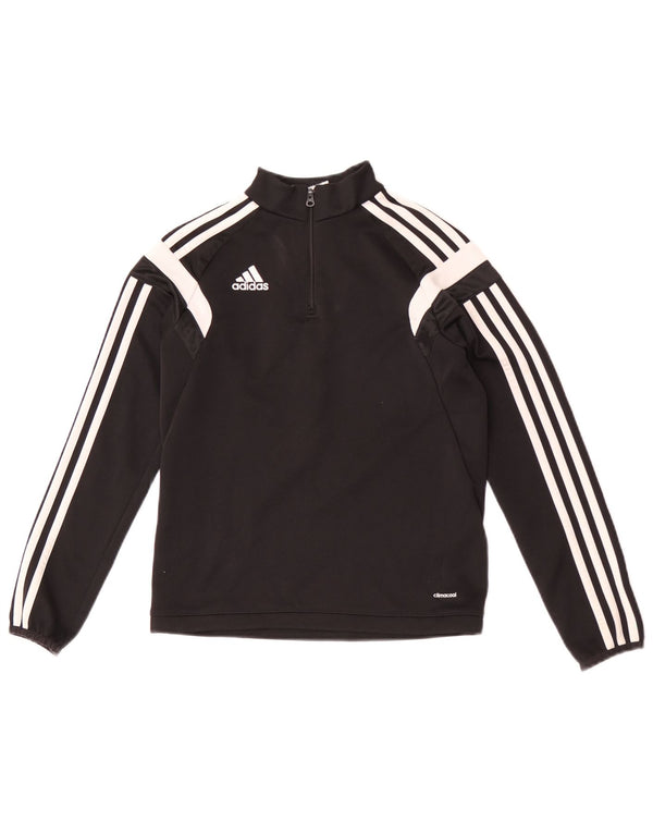 Adidas Ragazzi Zip Neck Graphic Top Manica lunga 9-10 anni Medium Nero Sportivo