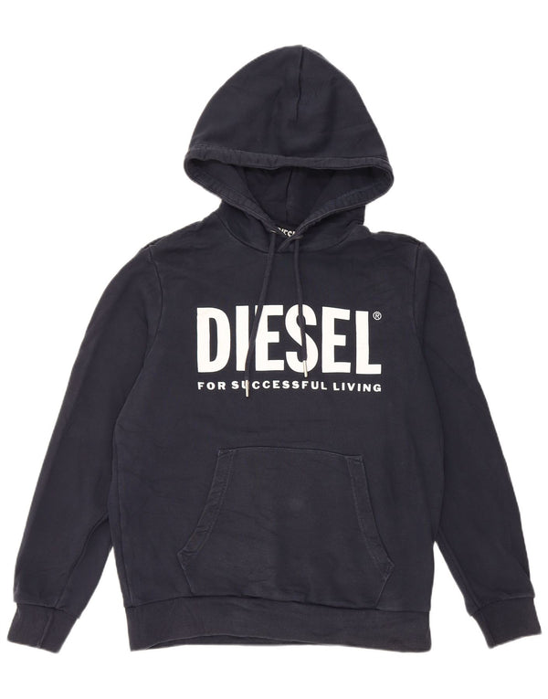 Diesel Felpa con cappuccio grafica da uomo, grande, in cotone blu navy