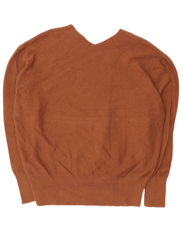 Maglione oversize con scollo a V da donna Zara UK 16 grande cotone marrone