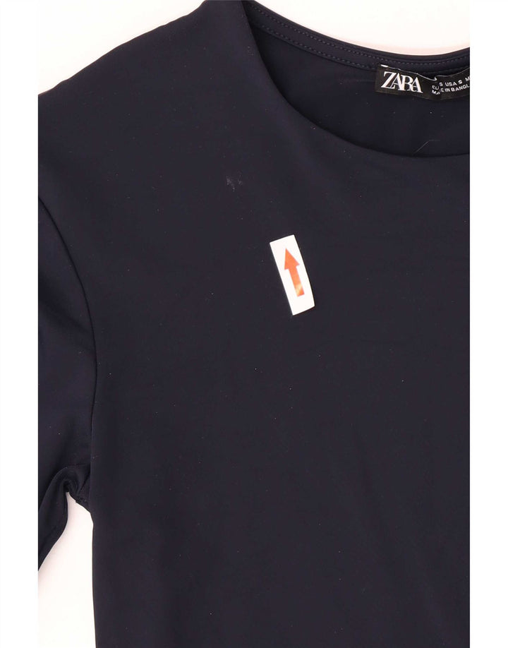 Top Zara da donna a maniche lunghe UK 8 Small blu navy in poliammide