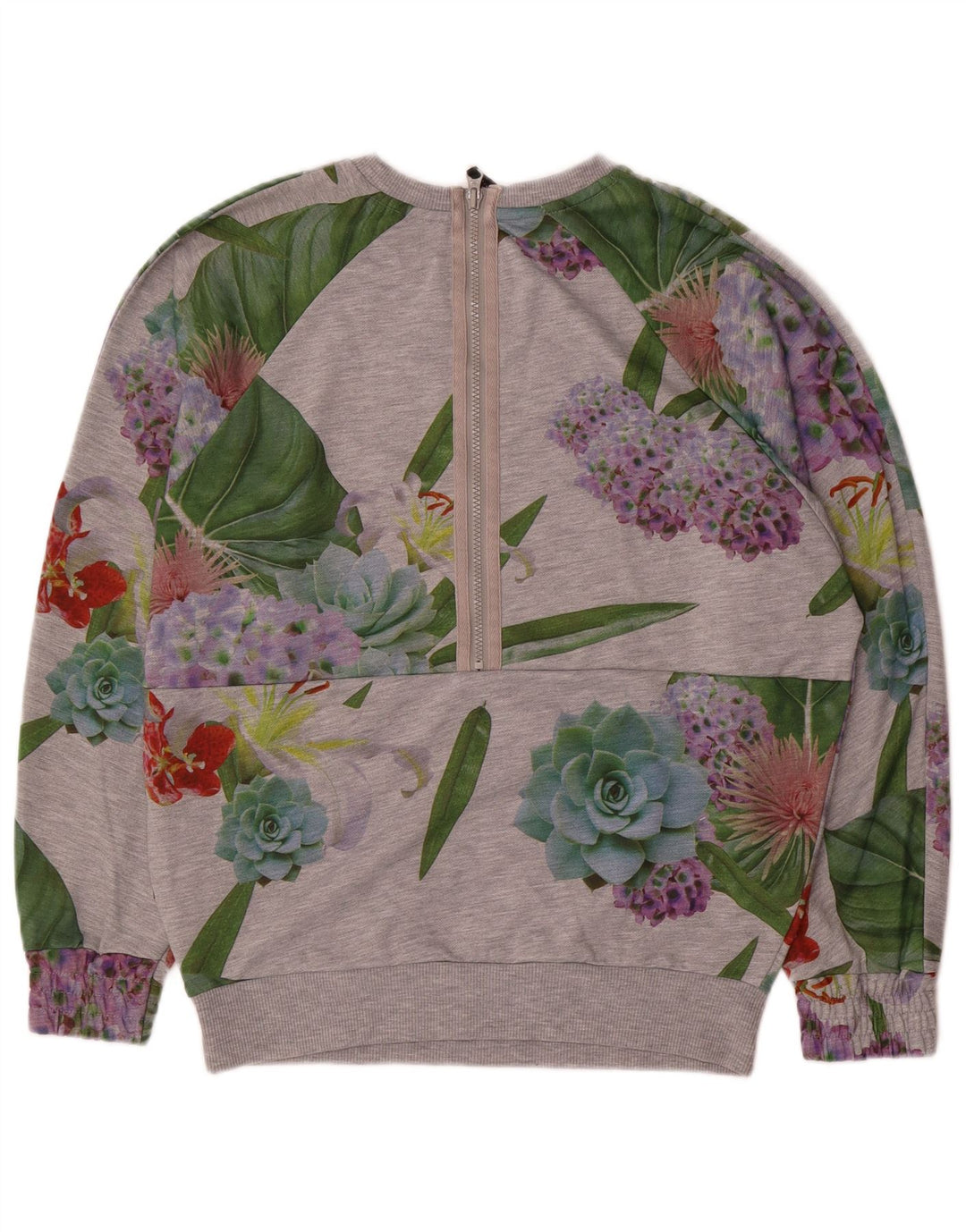 Felpa oversize grafica da donna Adidas UK 12 Grigio medio floreale