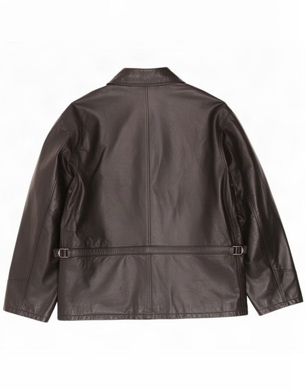 Giacca in pelle da uomo vintage IT 56 3XL Nera