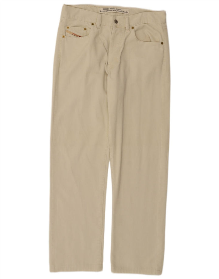 Pantaloni dritti in velluto a coste da donna DIESEL W32 L30 bianco sporco