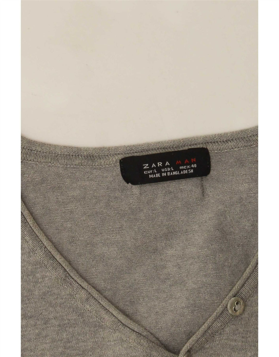 Maglione Zara da uomo a maniche corte con scollo a V grande grigio screziato