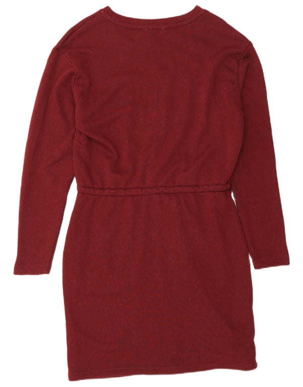 Abito maglione grafico da donna Calvin Klein UK 14 Cotone bordeaux medio