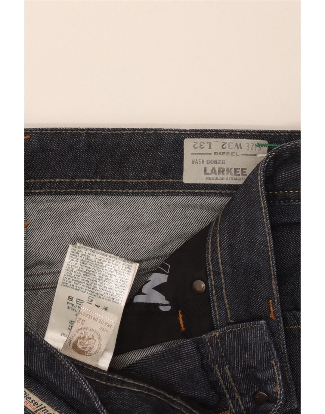 DIESEL Jeans dritti da uomo Larkee vestibilità regolare W32 L32 cotone blu navy