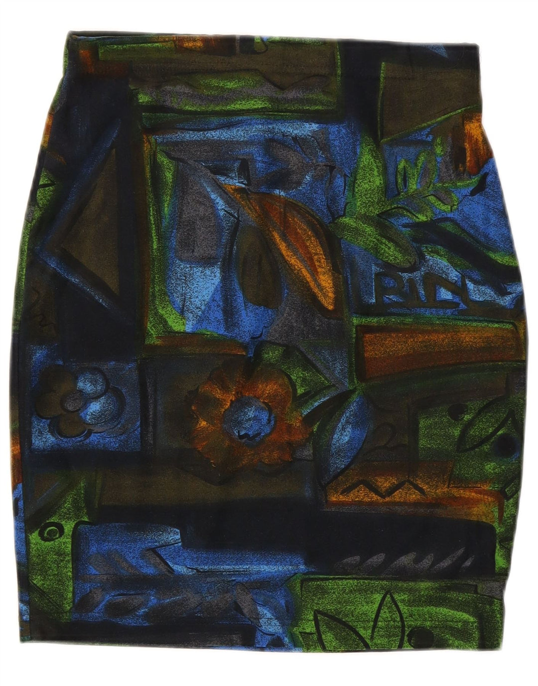 Gonna a tubino vintage da donna W28 in poliestere floreale multicolore medio