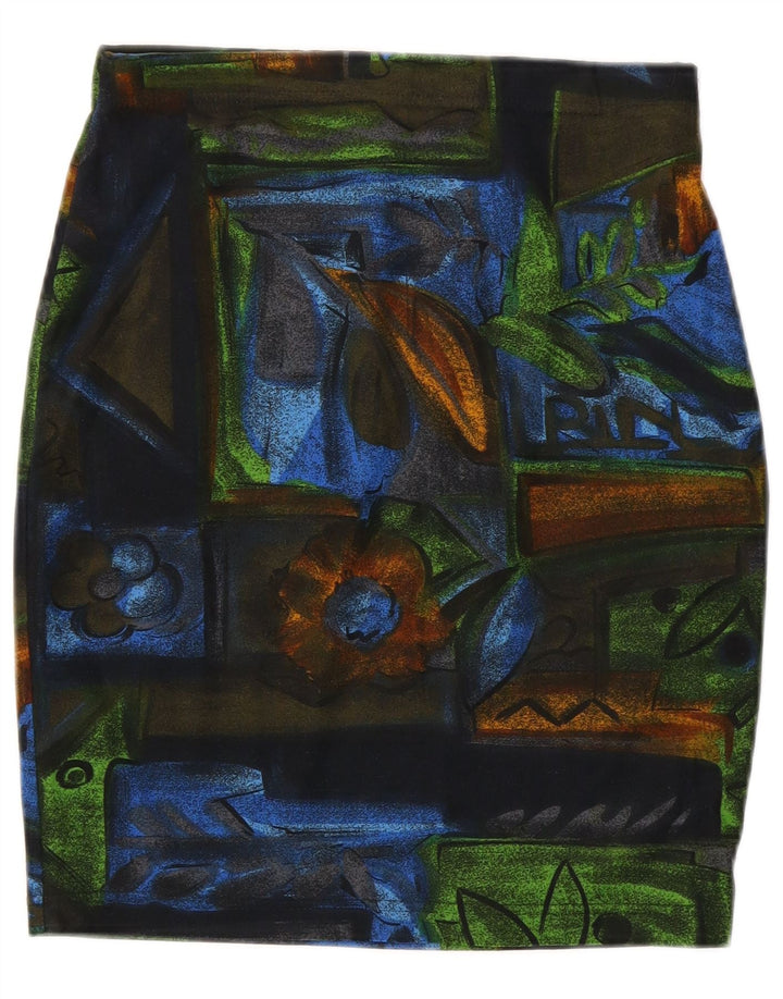 Gonna a tubino vintage da donna W28 in poliestere floreale multicolore medio