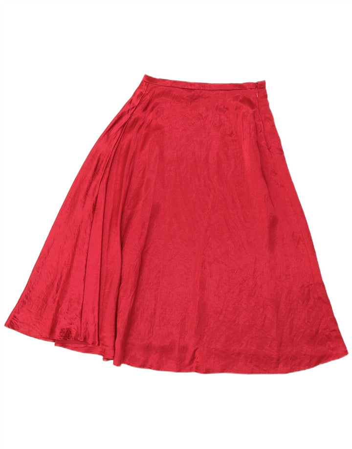 Gonna a trapezio da donna Marks & Spencer UK 8 piccola W26 acetato rosso