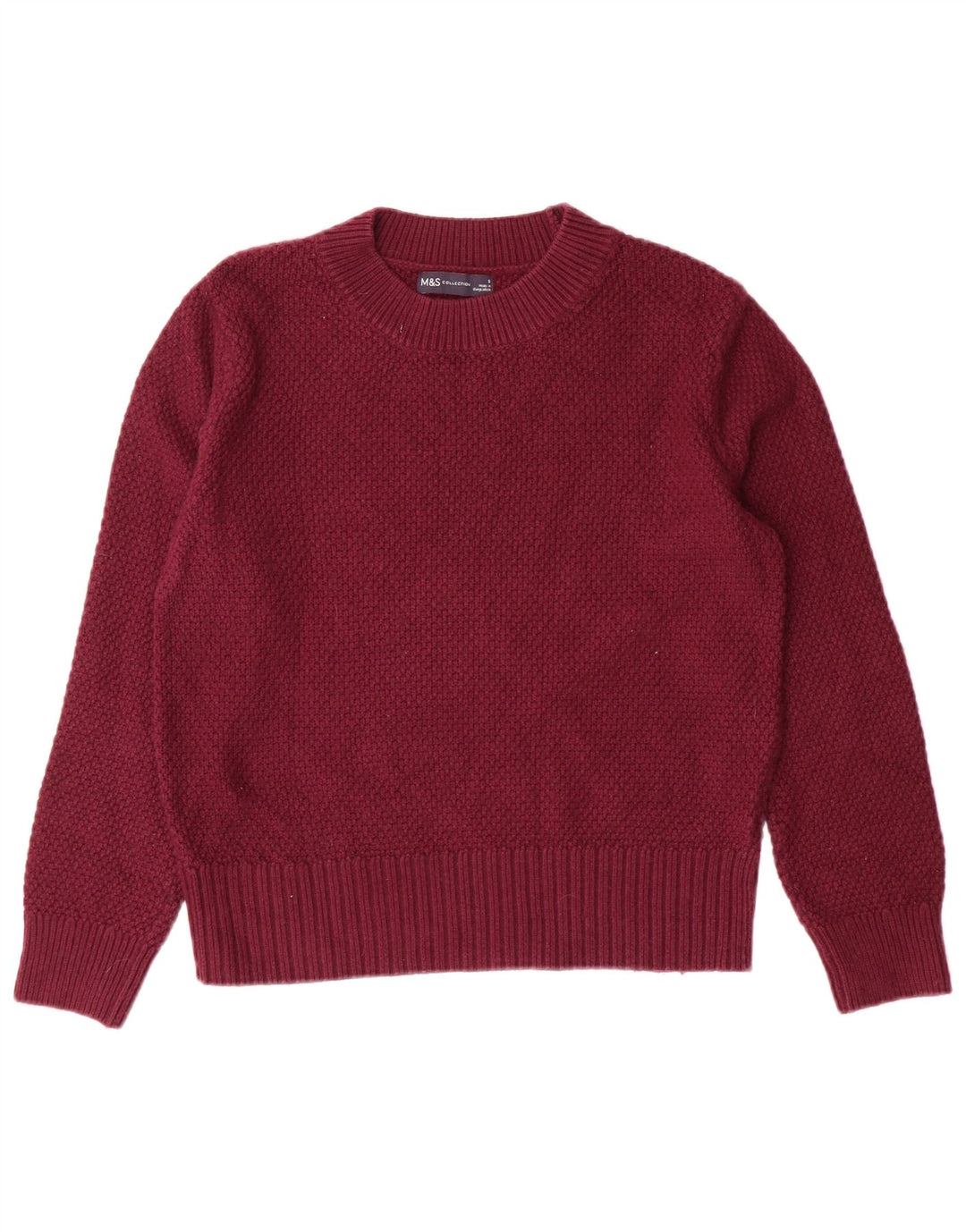 Maglione corto girocollo da donna Marks & Spencer UK 8 piccolo marrone