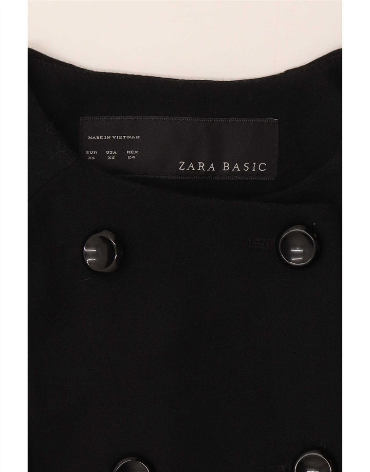 Cappotto doppiopetto da donna Zara UK 6 XS poliestere nero