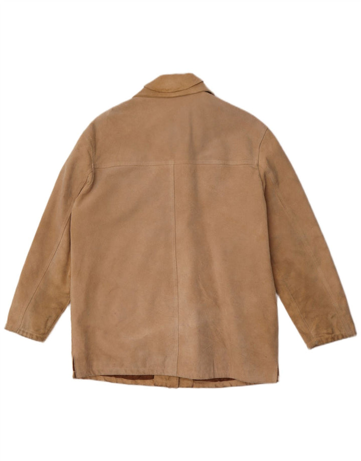 Giacca vintage in pelle scamosciata da donna IT 44 in pelle beige media