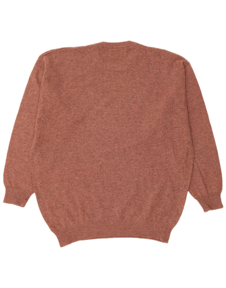 Maglione da uomo girocollo Benetton, grande, in lana vergine marrone