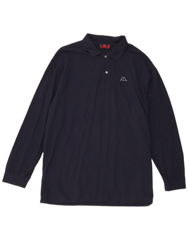 Polo Kappa da uomo a maniche lunghe 2XL in cotone blu navy