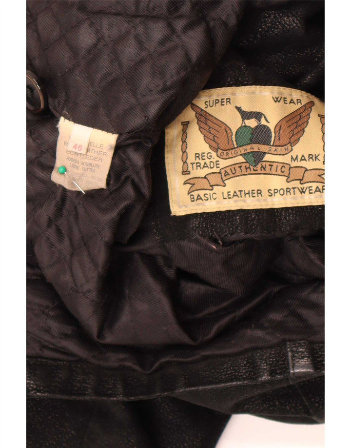 Giacca in pelle oversize da donna vintage IT 46 grande nera