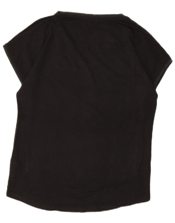 Desigual T-shirt grafica da donna Top UK 10 piccola viscosa floreale nera