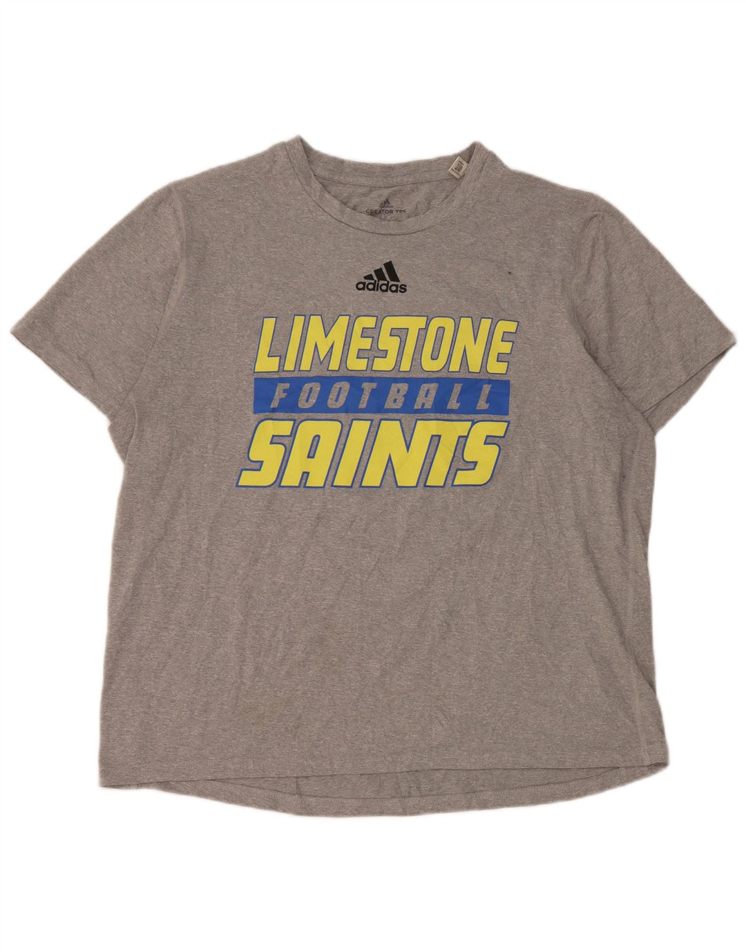 T-shirt grafica Adidas da uomo Limestone Saints Top grande in poliestere grigio