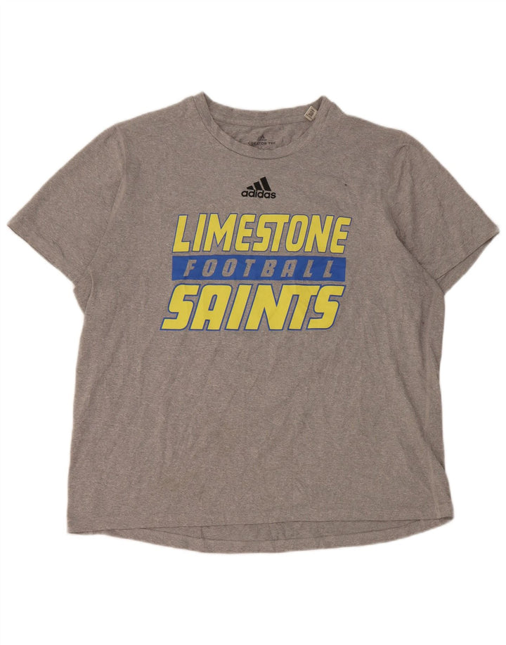 T-shirt grafica Adidas da uomo Limestone Saints Top grande in poliestere grigio