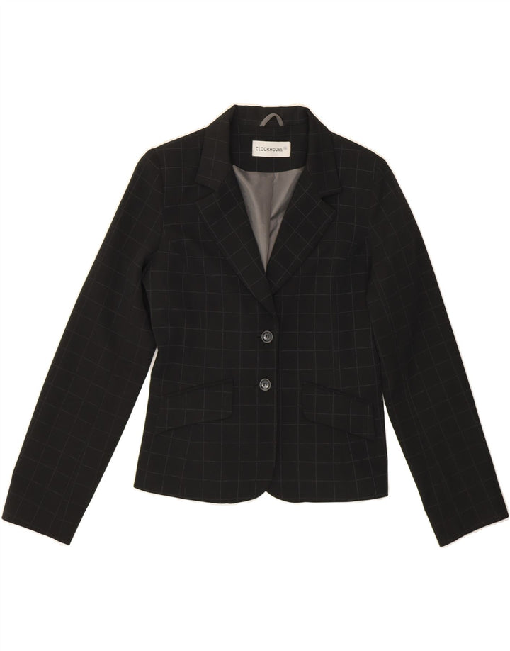 CLOCK HOUSE Womens 2 Button Blazer Jacket UK 12 Medium Black Check Vintage CLOCK HOUSE and Second-Hand CLOCK HOUSE from Messina Hembry 